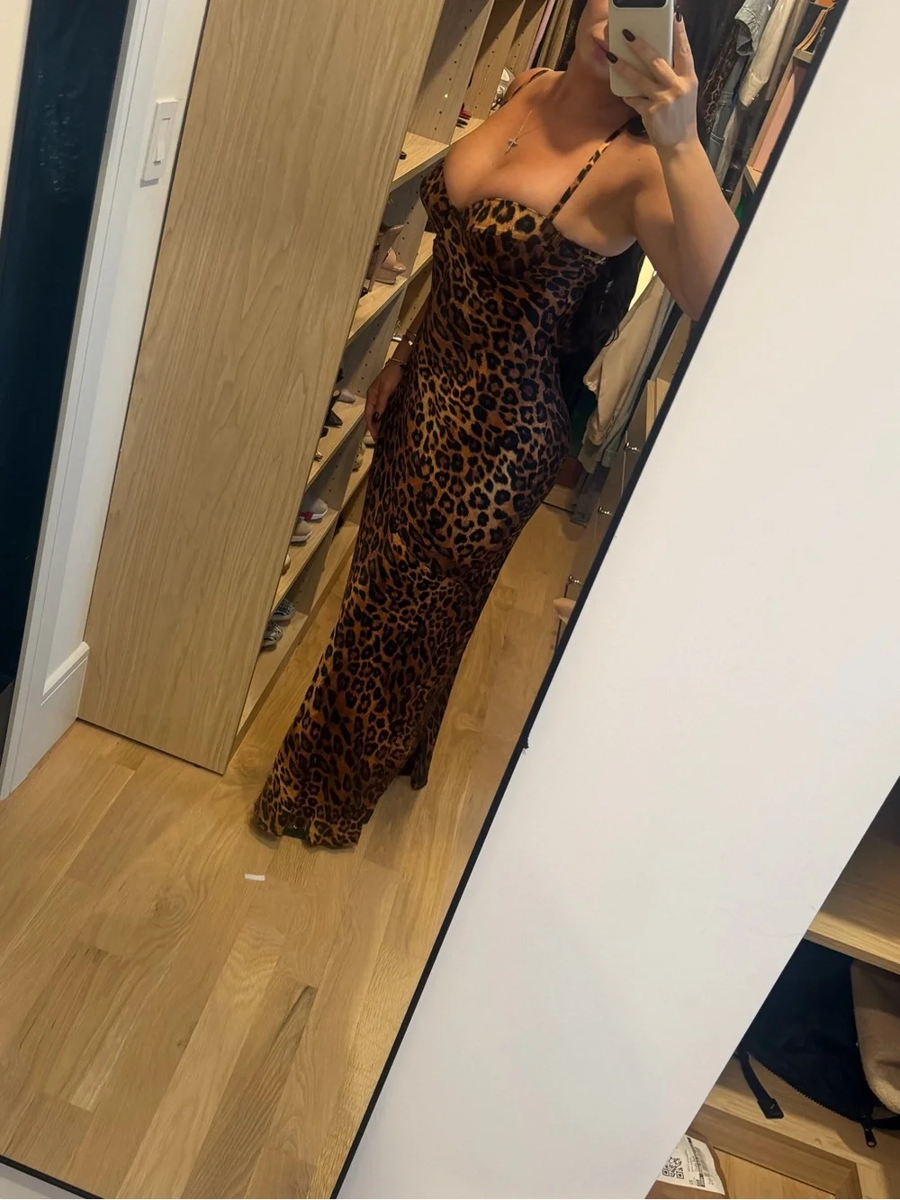 L'AGENCE Leopard Print Vanity Mirror Reflection - Brown & Black